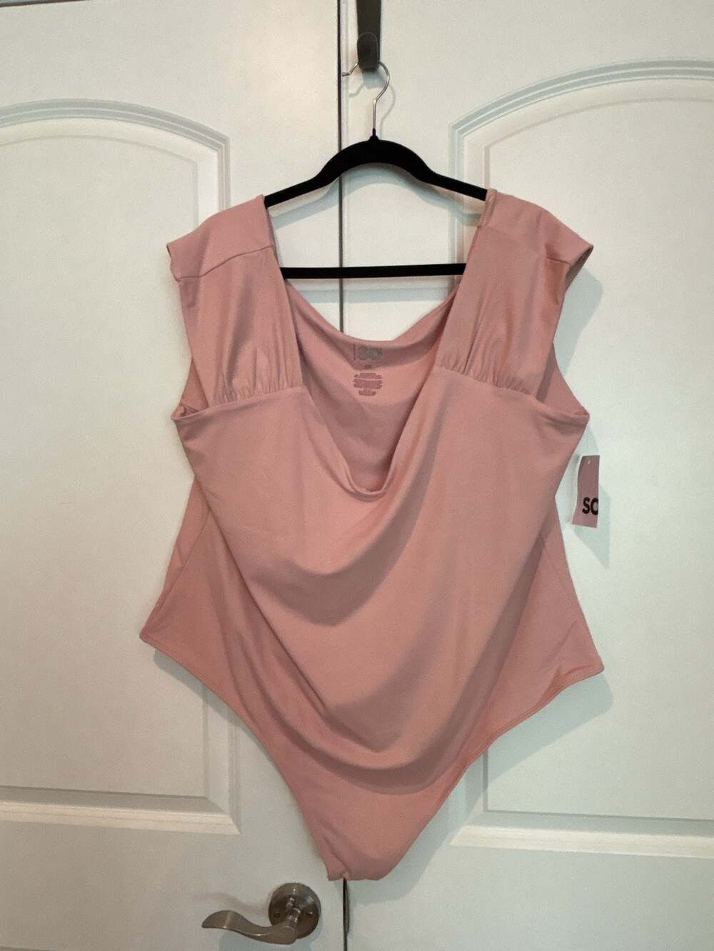 SO Out of Office Plus Cap Sleeve Contour Bodysuit Blush Size 3X